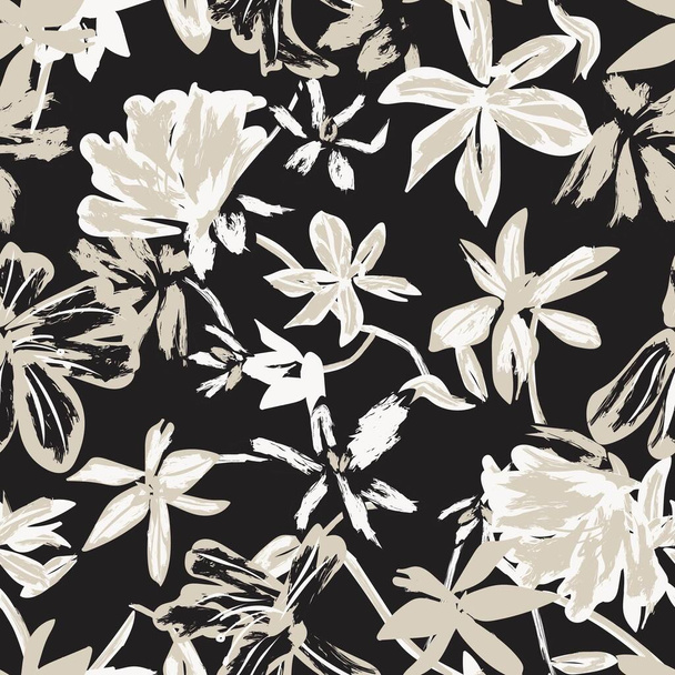 Neutral Colour Abstract Floral seamless pattern design for fashion textiles, graphics, backgrounds and crafts - Vector, Image
