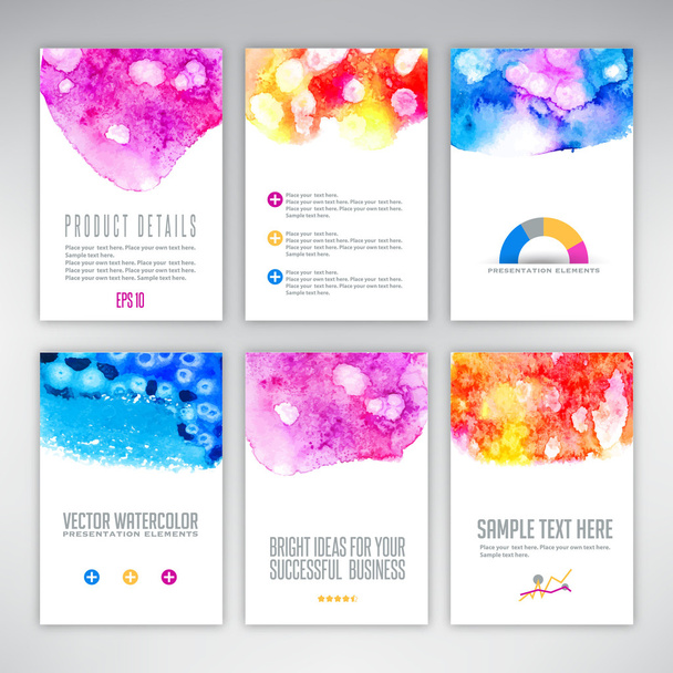 Set of templates with watercolor splash - Vector, Image