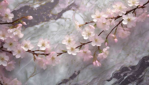 Whispers of Love: Cherry Blossom Marble Harmony - Vector, Image