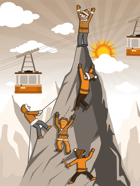 Climbers on the mountain top - Vector, Image