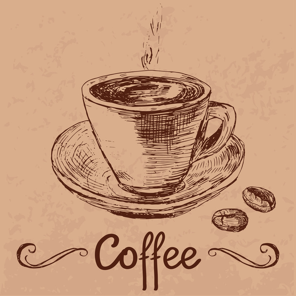 Vorlage mit handgezogener Kaffeetasse - Vektor, Bild