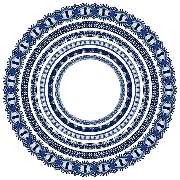 set of round geometrical frames, circle border ornament - Вектор,изображение