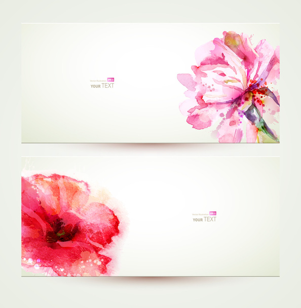 Banners of peony and poppy - ベクター画像