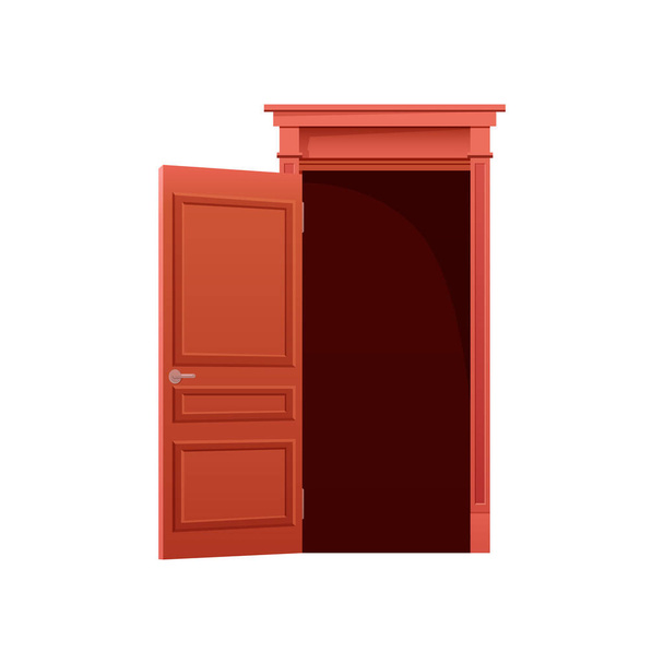 Анімований етап відкриття дверей. Домашні вхідні двері, дерев'яні вхідні двері мультфільм Векторні ілюстрації - Вектор, зображення