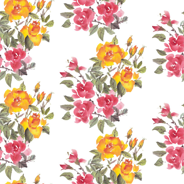 Watercolor roses pattern - Вектор,изображение