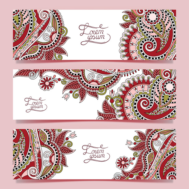 Set of three horizontal banners with decorative ornamental flowe - Vektor, obrázek