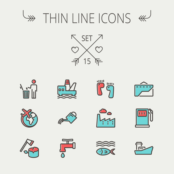 Ecology thin line icon - Вектор,изображение