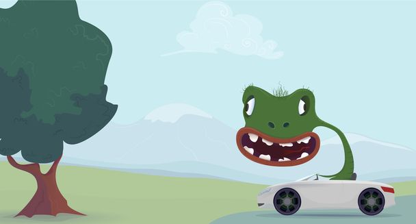 Green lizard cartoon - Vector, Image