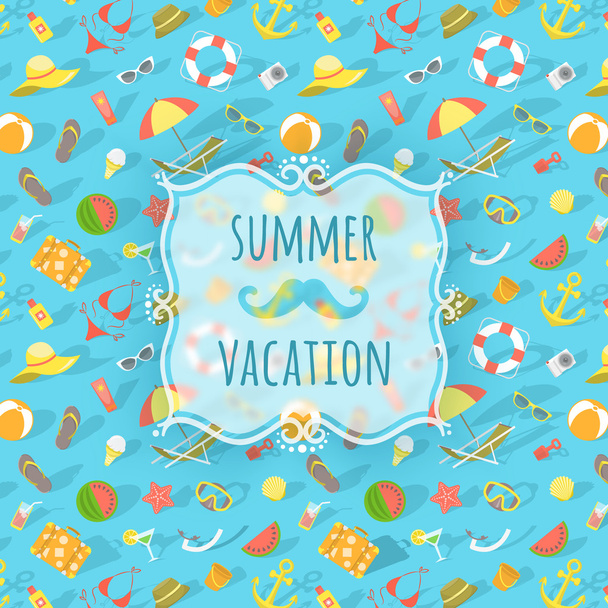 Blurred label on summer beach background - Vector, Image