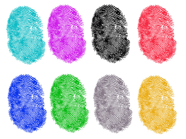 8 impronte digitali colorate
  - Vettoriali, immagini