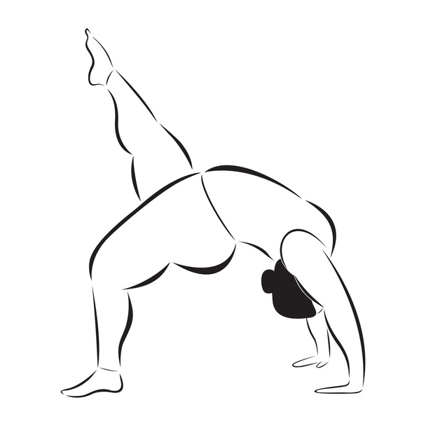 Grootte sportieve vrouw doen yoga plus - Vector, afbeelding