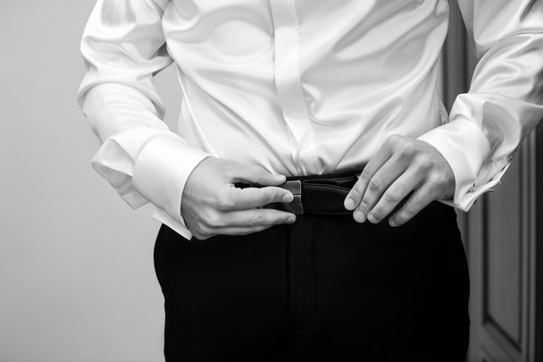 man buttons white shirt - Photo, Image