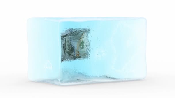 Долар заморожених блоку льоду - Кадри, відео