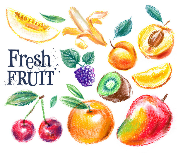 fruit on a white background. sketch, illustration - Фото, зображення