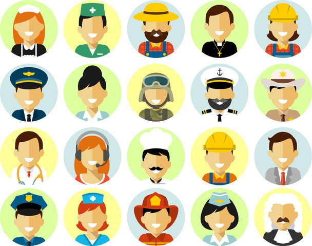 People occupation characters avatars set in flat style - Vector, Image