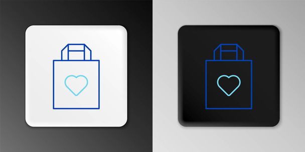 Vonal bevásárló táska szív ikon elszigetelt szürke háttér. Bevásárlótáska bolt szerelem, mint a szív ikon. Valentin-napi szimbólum. Színes vázlat koncepció. Vektor - Vektor, kép