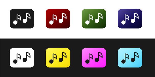 Set Nota musical, icono de tono aislado sobre fondo blanco y negro. Vector - Vector, Imagen
