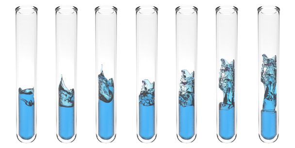 Тестова трубка з хвилястою синьою рідиною всередині
 - Фото, зображення