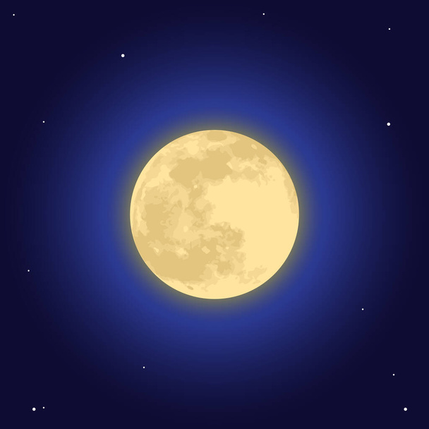 Mavi Gece Gökyüzünde Ay Çizimi - Vektör, Görsel