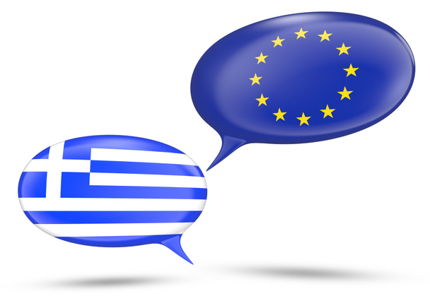 Griechenland - Konzept der Beziehungen zur Europäischen Union mit Sprechblasen - Foto, Bild
