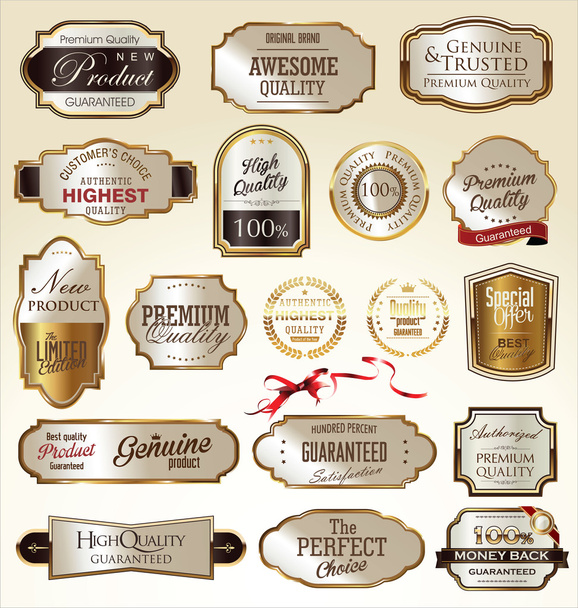 Premium quality golden labels - Vector, Image