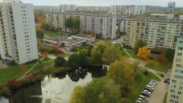 Panorama del estanque Wawrzyszew Varsovia Vista aérea Polonia. Imágenes de alta calidad 4k - Metraje, vídeo