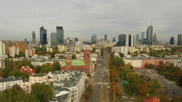 Beautiful Panorama Skyscrapers Warsaw Aerial View Poland. High quality 4k footage - Footage, Video