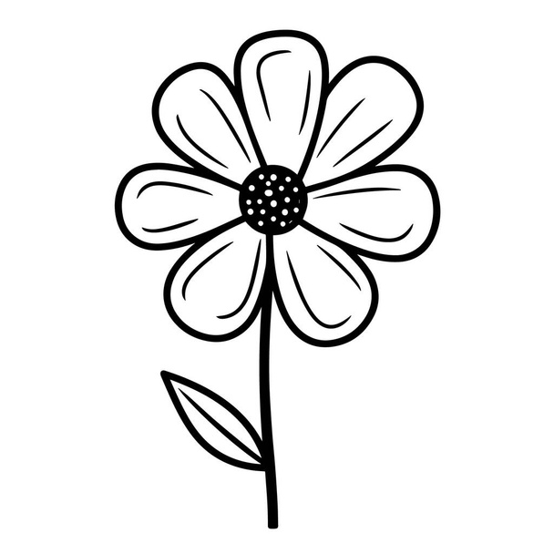 Vector illustratie van een minimalistische bloem omtrek icoon, perfect voor botanische projecten. - Vector, afbeelding