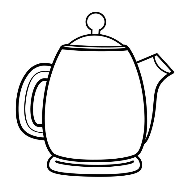 Illustrazione vettoriale di un'icona minimalista del contorno del bollitore, perfetta per progetti correlati al tè. - Vettoriali, immagini