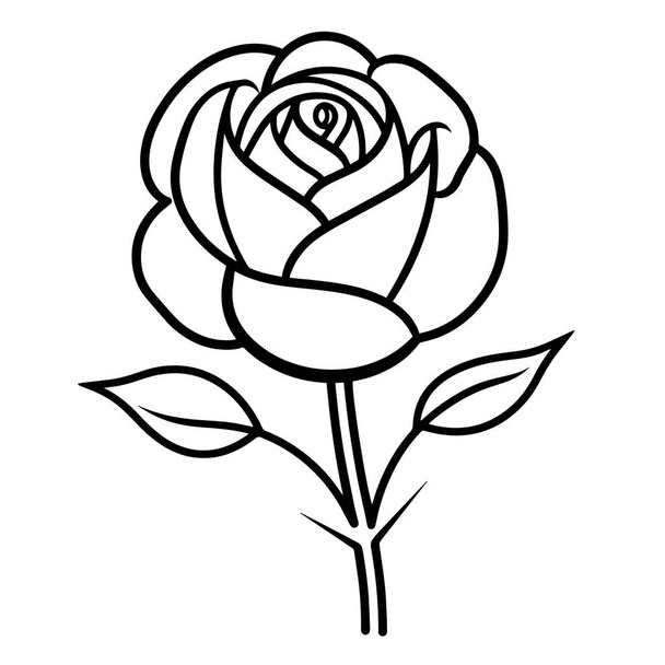 Ilustración vectorial de un icono de contorno de rosa minimalista, ideal para temas románticos. - Vector, Imagen