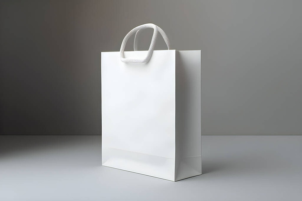 λευκή χάρτινη σακούλα που απομονώνεται σε λευκό φόντο, που παράγεται από την AI. 3D απεικόνιση - Φωτογραφία, εικόνα