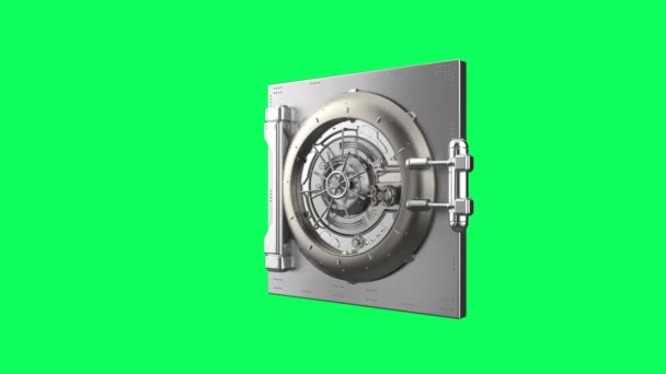 Metallic bank vault opening isolated on green screen video 4k - Footage, Video