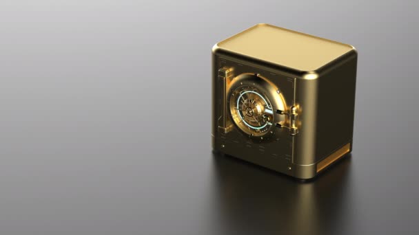 3D vykreslování zlaté banky bezpečné nebo zlaté bezpečné otevření dveří video 4k - Záběry, video