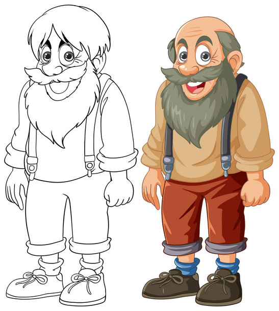 Two happy dwarves standing side by side. - Vector, Image