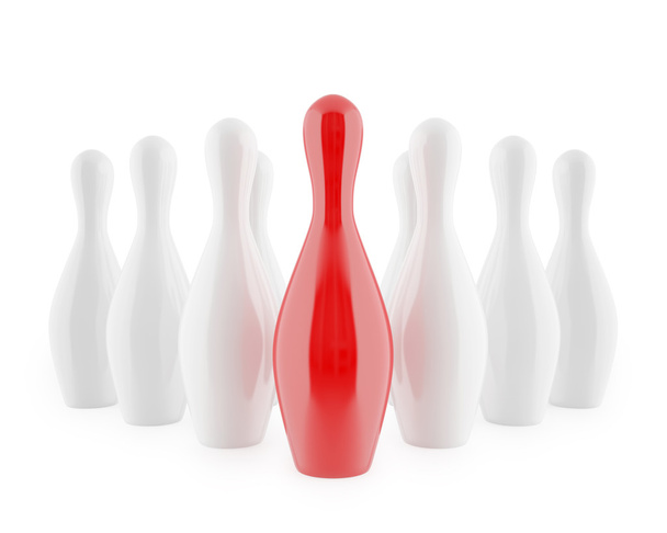 Bowling pins isolated on white background. - Фото, зображення