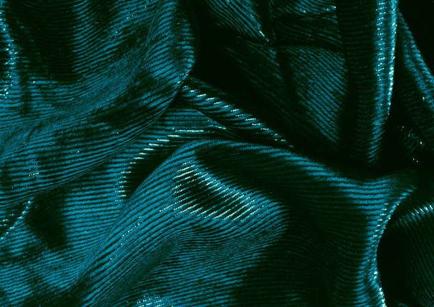 Groene doek patroon close view, textiel materiaal achtergrond - Foto, afbeelding