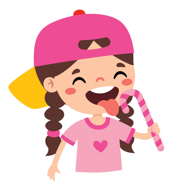 Illustration Of Kid With Candy - Vector, Image