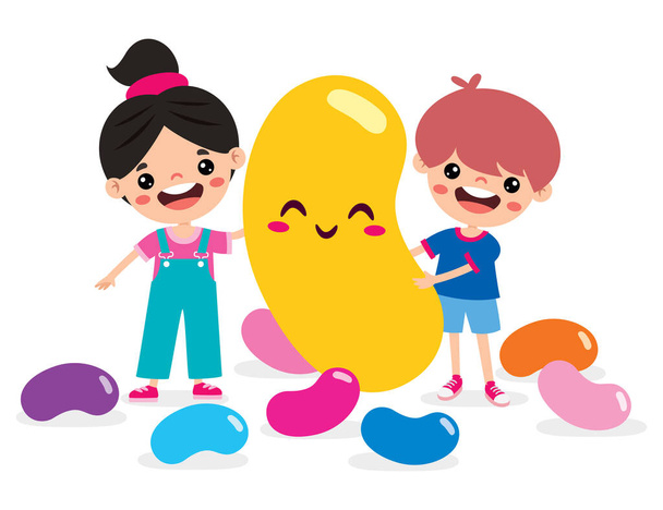 Illustration von Kindern mit Jelly Bean - Vektor, Bild