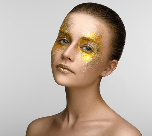 Gold Makeup Beauty Girl - Fotó, kép