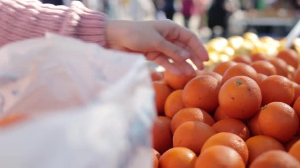 pomarańcze na rynku - Materiał filmowy, wideo