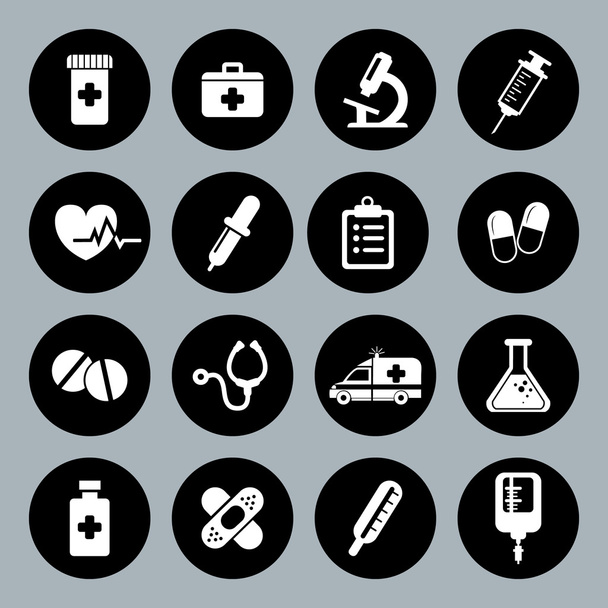 Set of vector Medical Icons in flat style - Вектор,изображение