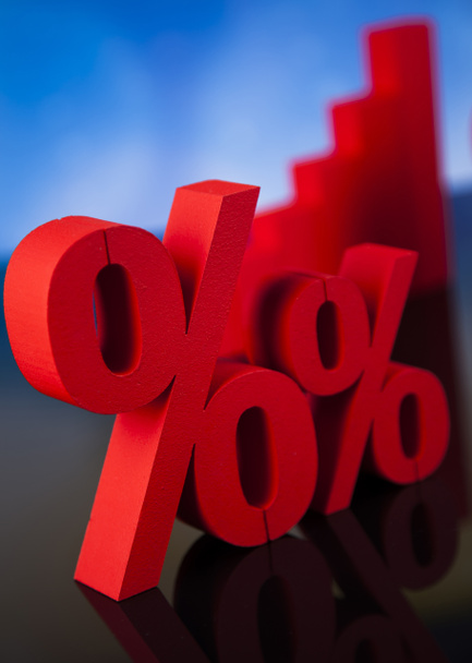 Gráfico financeiro com símbolos percentuais
 - Foto, Imagem