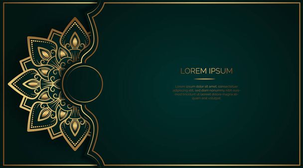 Green luxury background  with mandala ornament - Vector, Image
