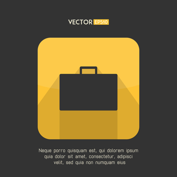 Suitcase icon in modern flat design. Yellow and gray baggage symbol with long shadow. Business case emblem. Vector illustration. - Vektor, Bild