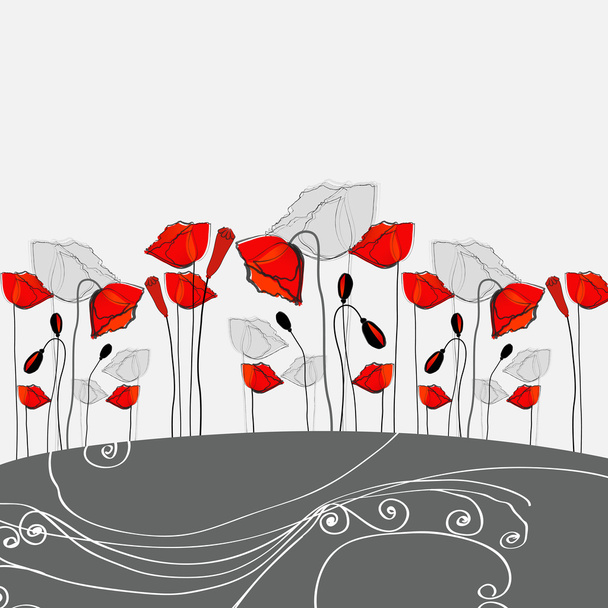 Beautiful poppies background illustration - Διάνυσμα, εικόνα