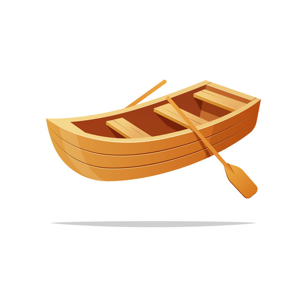 Holzboot-Vektor isoliert auf weißem Hintergrund. - Vektor, Bild