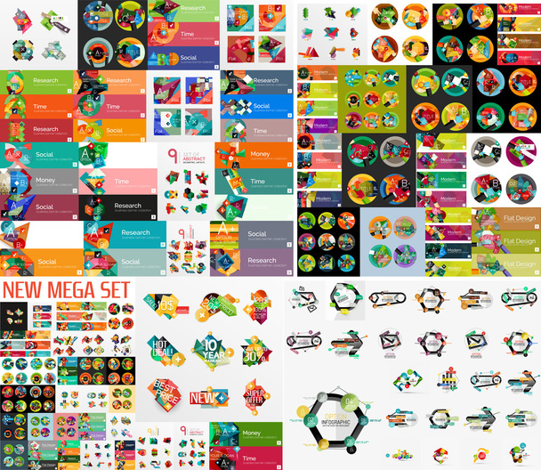 Super mega set abstracte geometrische papier grafische indelingen - Vector, afbeelding