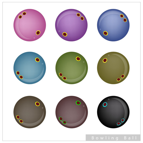 Set of Bowling Balls on White Background - Vector, Image