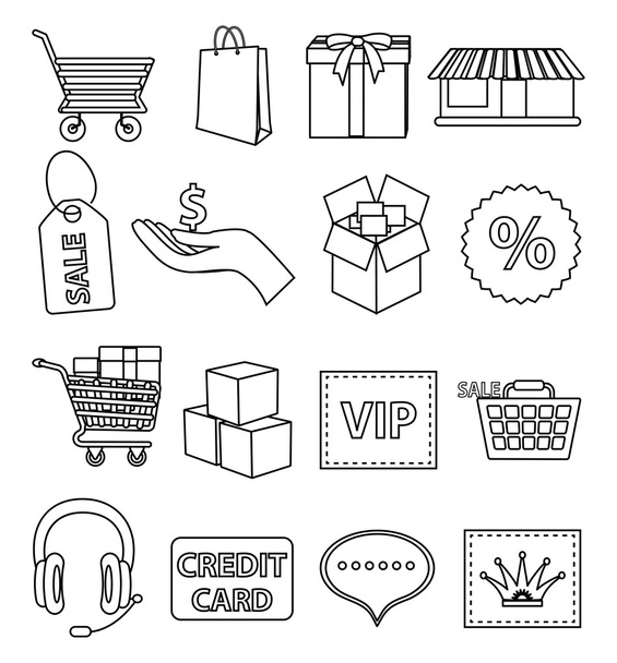 Shopping icons set - Vector, Image