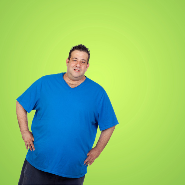 Happy fat man with blue shirt - Zdjęcie, obraz